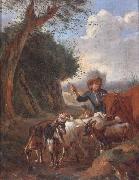 unknow artist, A Young herder with cattle and goats in a landscape